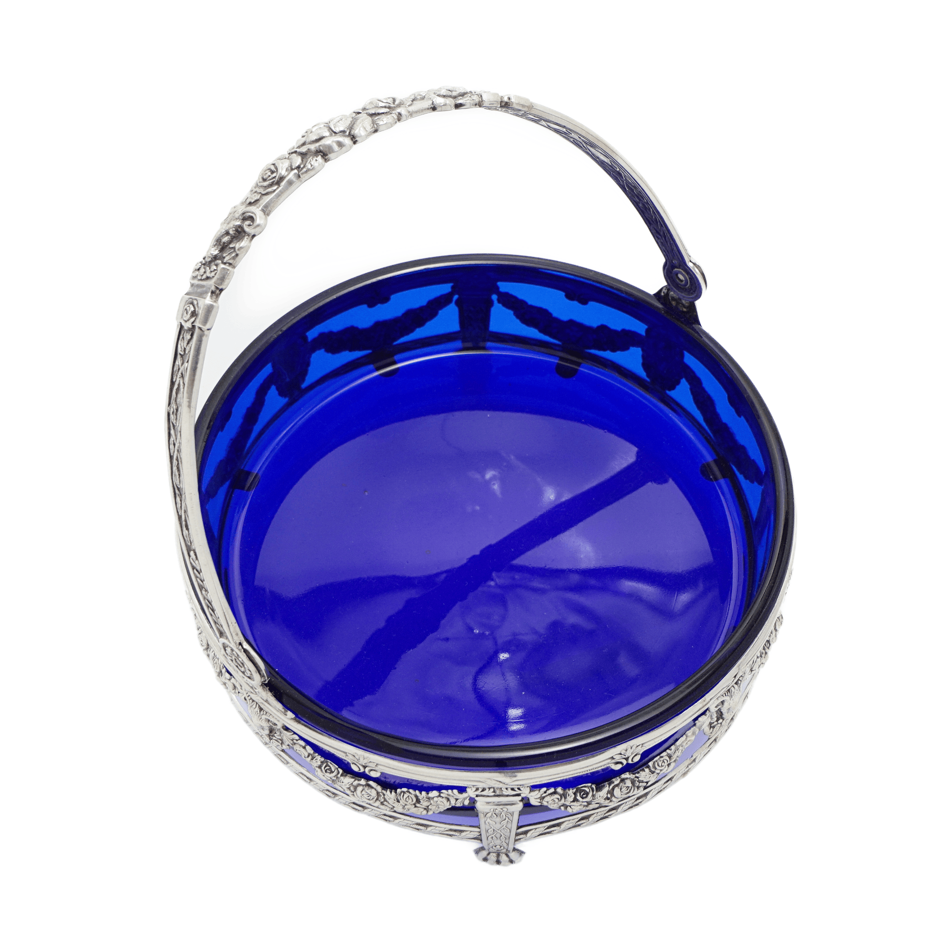 Henkelschale Silber & Kobaltglas – Pedro Duran, Madrid