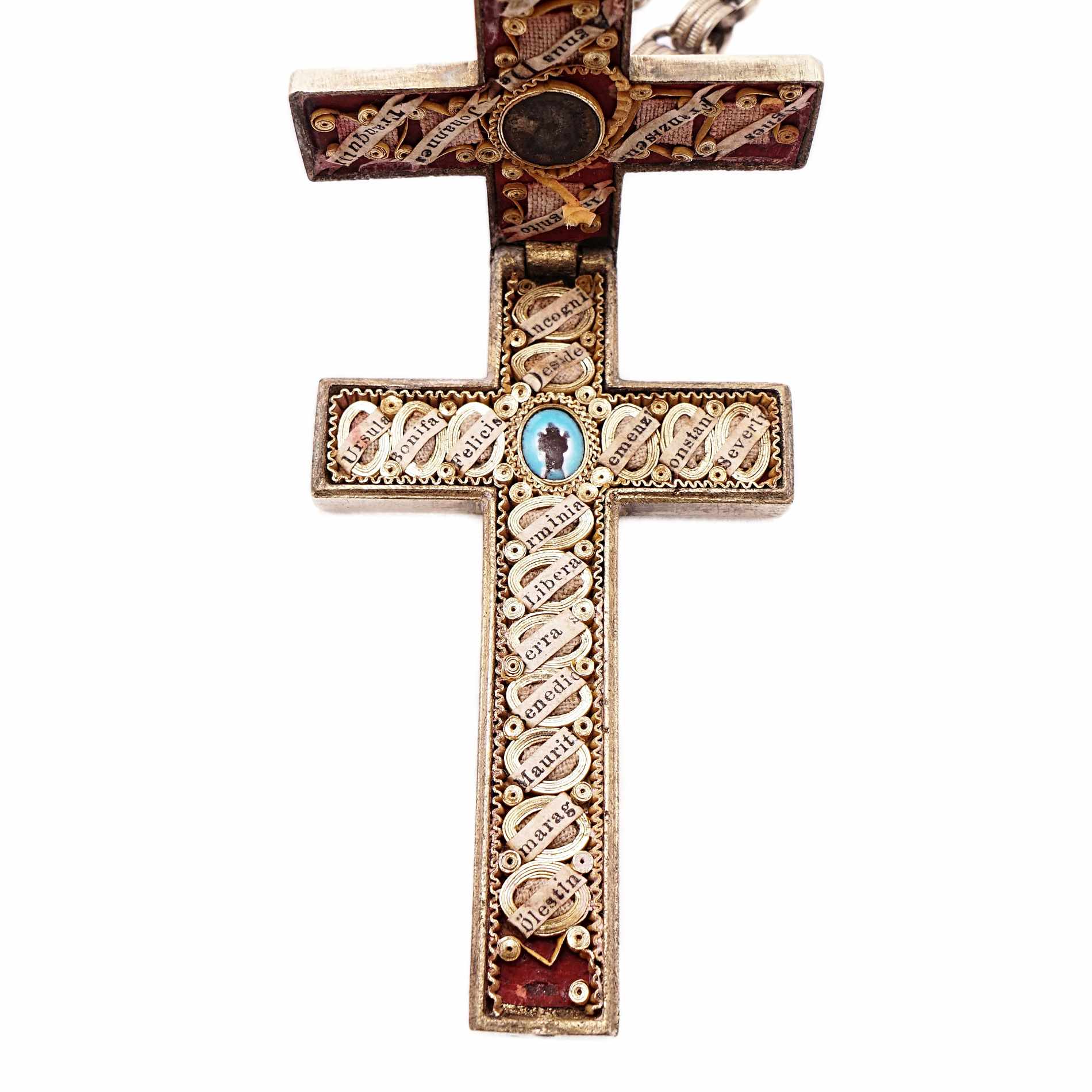 Reliquienkreuz mit 25 Reliquien um 1850