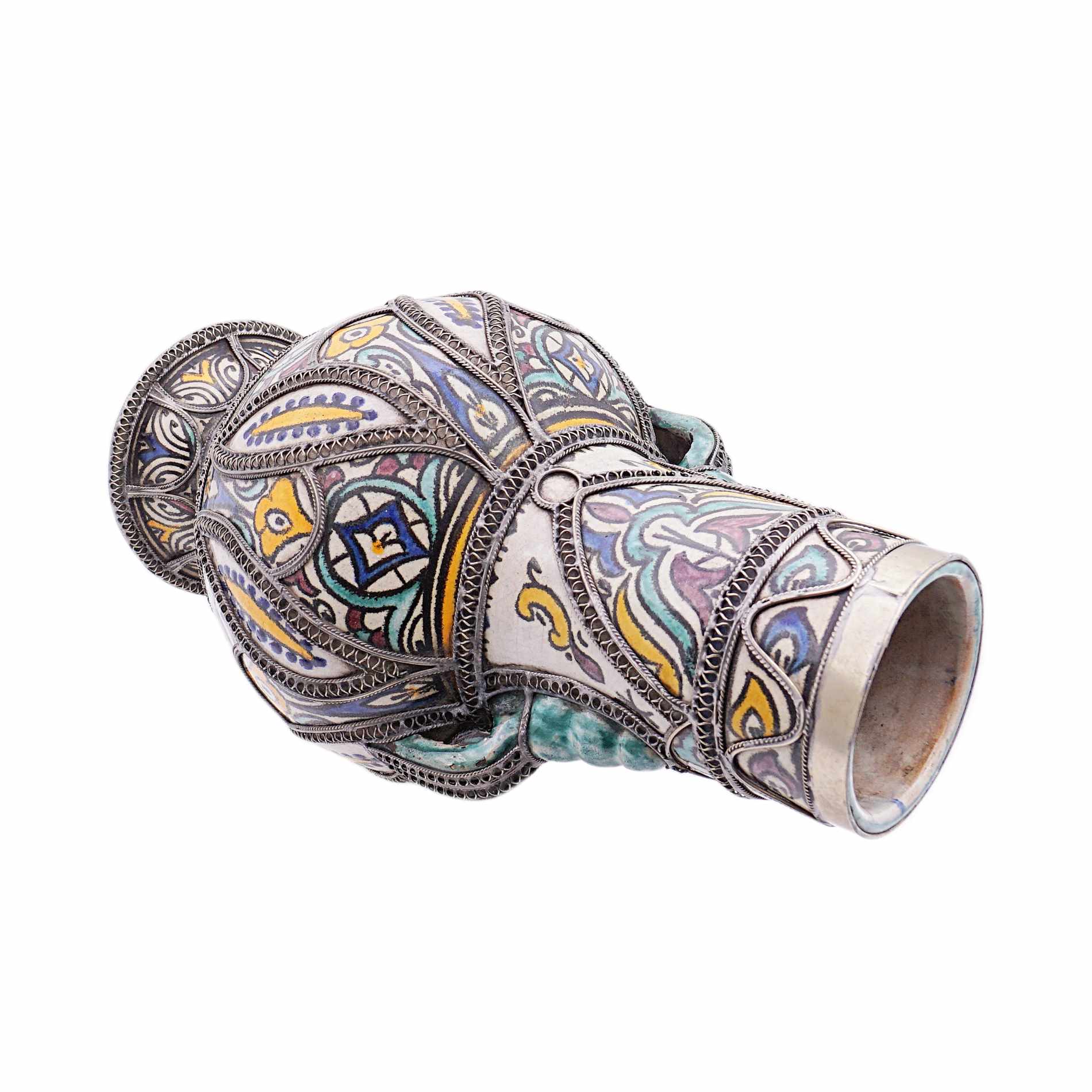 Keramikkrug mit Maillechort - Marokko