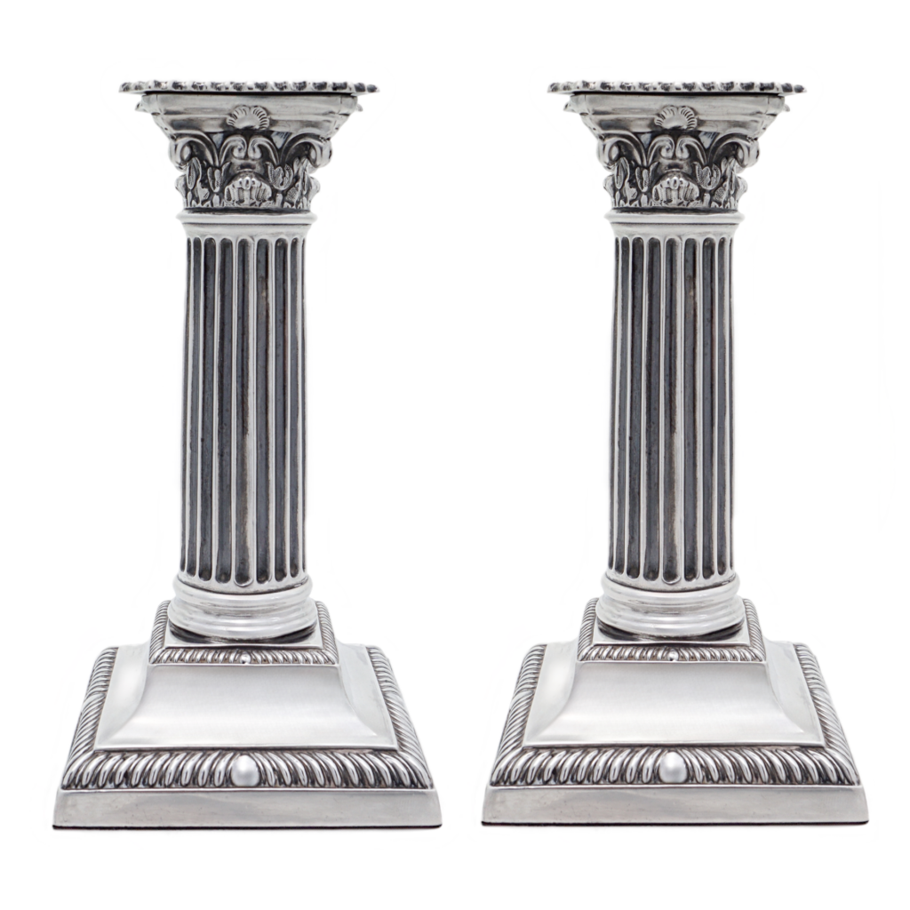 Viktorianisches Säulenleuchter Paar - Elkington & Co Ltd, London