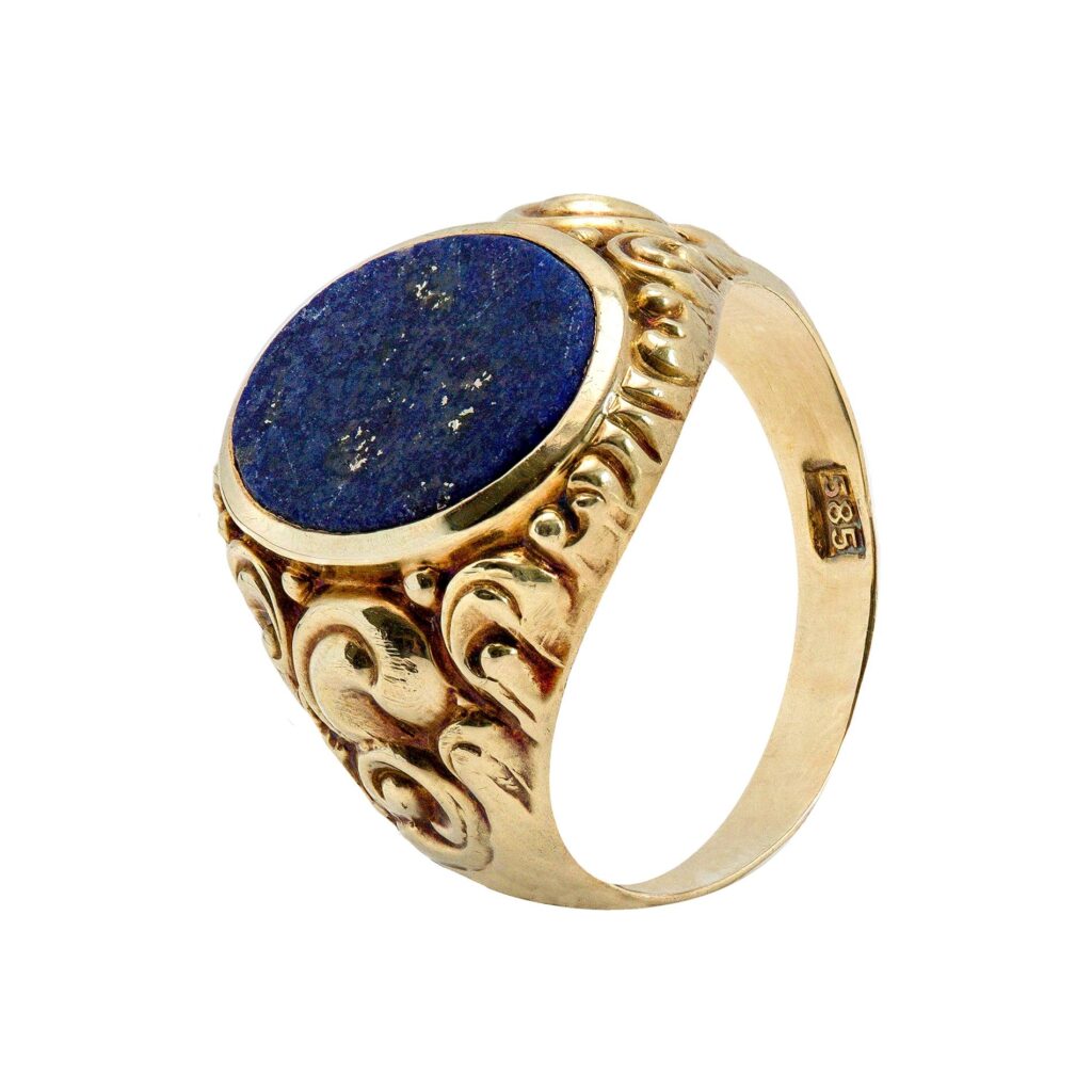 Gelbgold Ring mit Lapislazuli 14kt 585 Gold