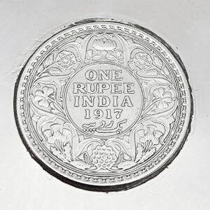 Silber Münzschale mit 1 Rupie Münze George V. - Britisch-Indien