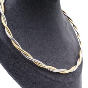 Bicolor Goldcollier geflochten 9kt 375 Gold