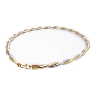 Bicolor Goldcollier geflochten 9kt 375 Gold