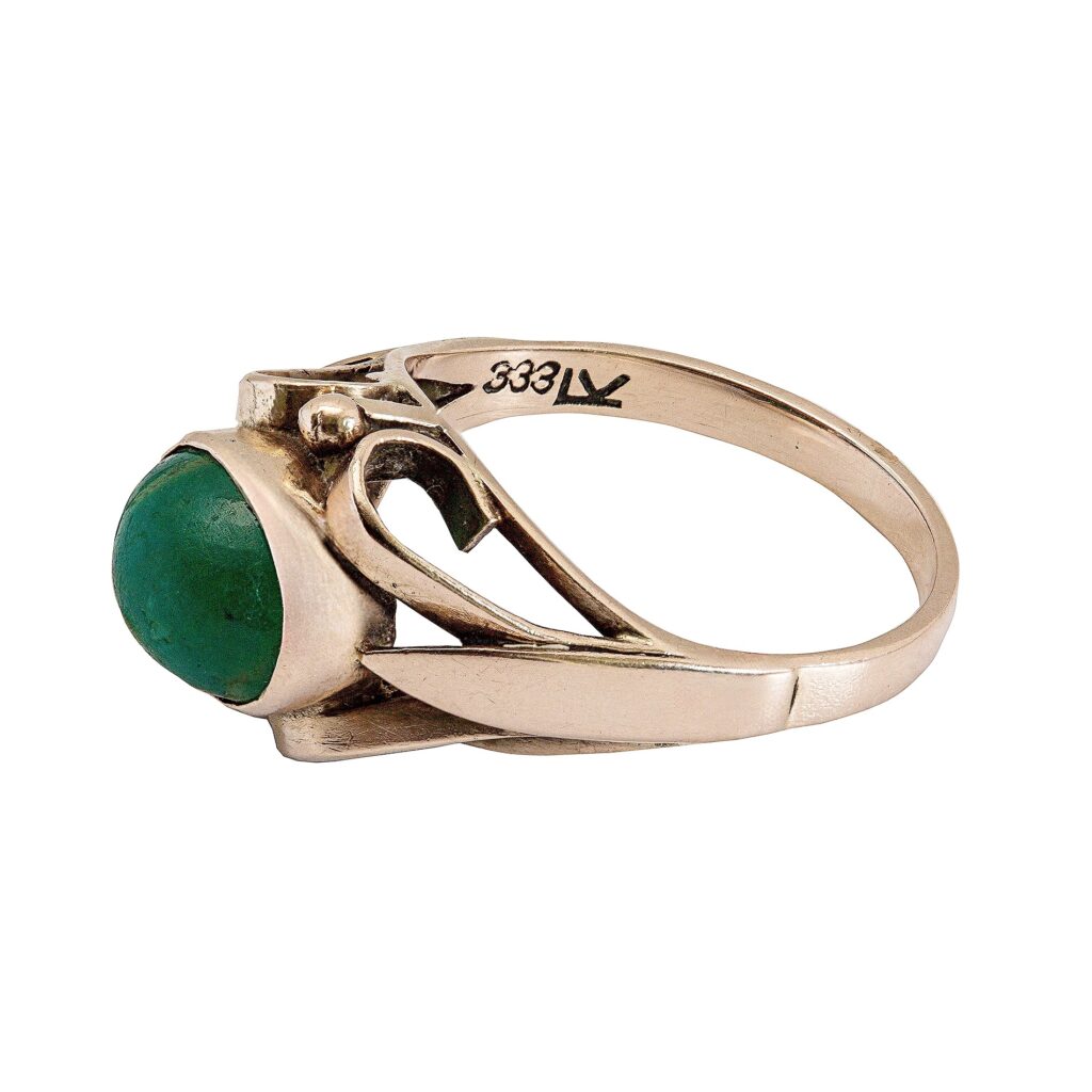 Rotgold Ring mit grünem Achat 8kt 333 Gold
