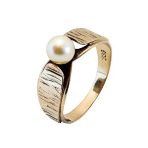 Gelbgold Ring mit echter Perle 8kt 333 Gold