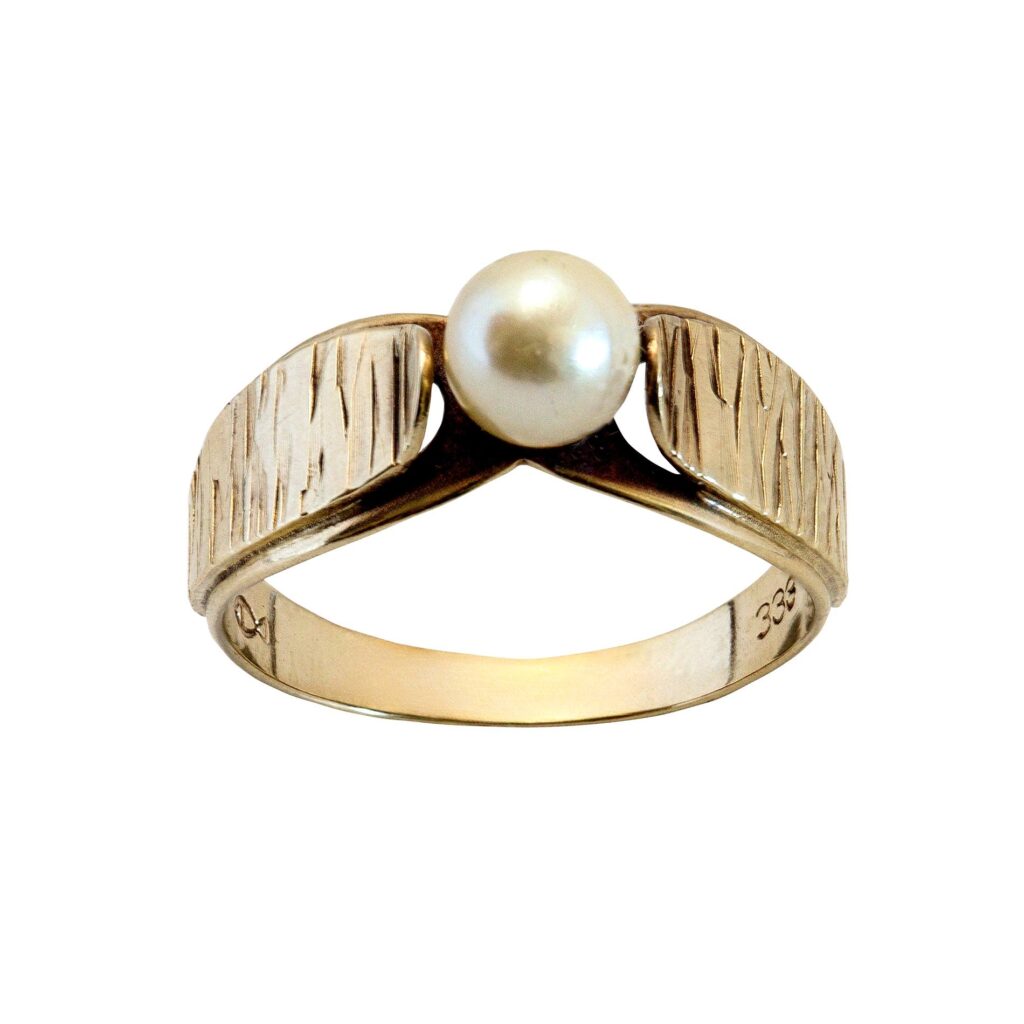 Gelbgold Ring mit echter Perle 8kt 333 Gold