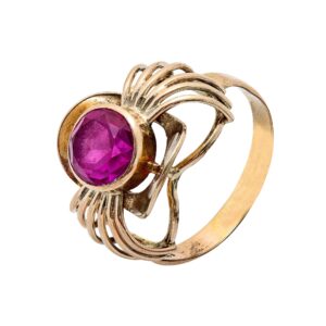 Rotgold Ring mit rotem Farbstein 8kt 333 Gold