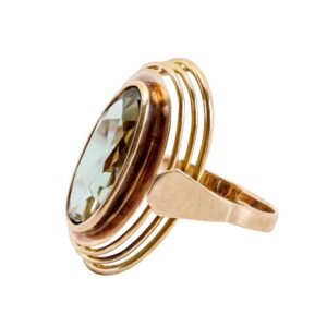 Art Deco Rotgold Ring mit Spinell 8kt 333 Gold