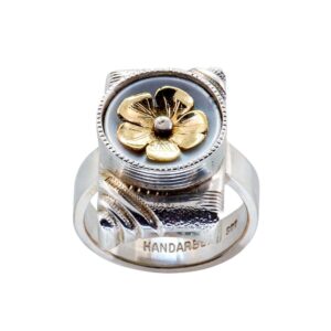 Silber Ring mit Blume aus Echtgold