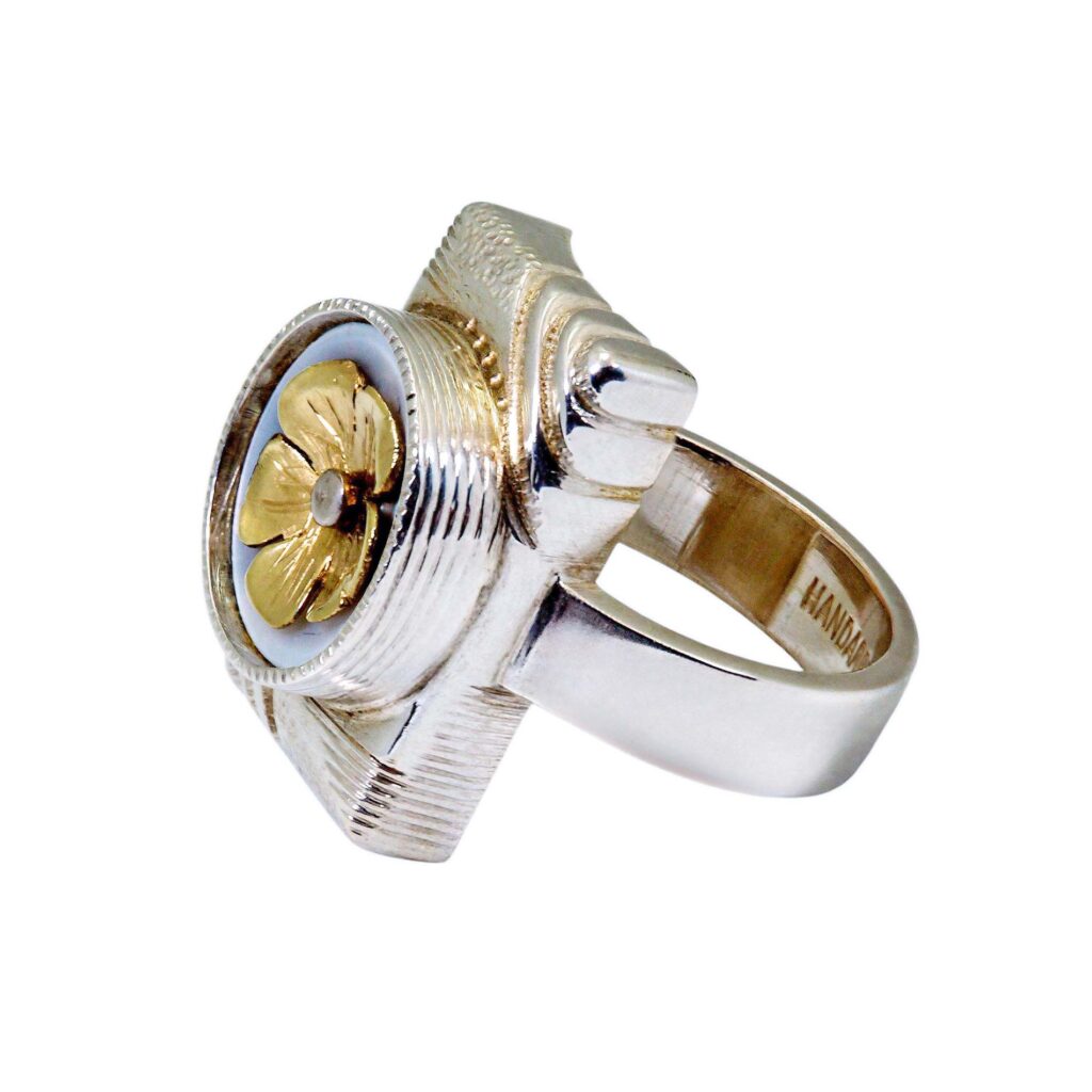 Silber Ring mit Blume aus Echtgold