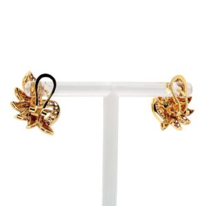 Gelbgold Ohrclips mit Zirkonia & Emaille 18kt 750 Gold