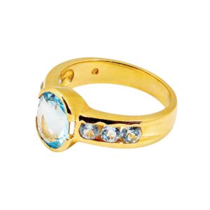 Gelbgold Ring Blautopas 14kt 585 Gold