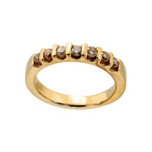 Gelbgold Damenring mit 7 Diamanten 14kt 585 Gold