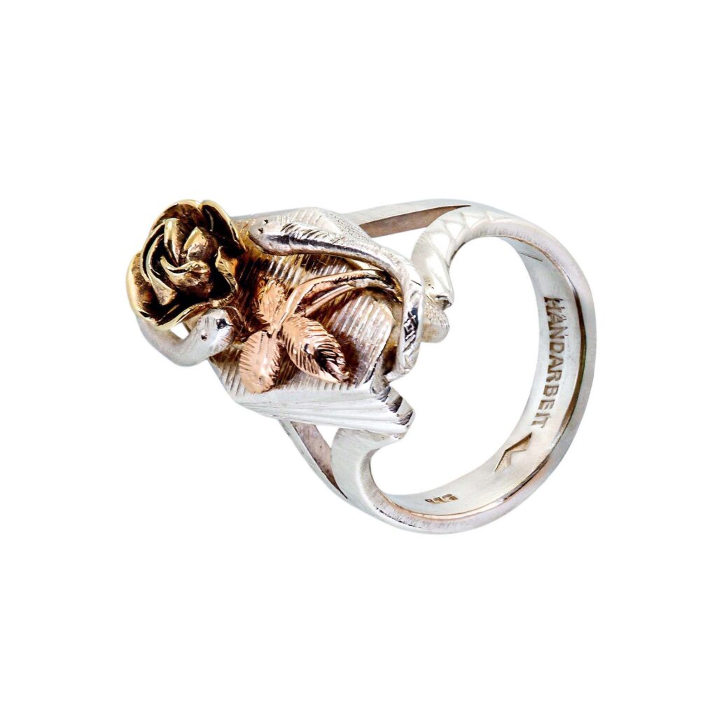 Silber Ring mit Rosegold & Gelbgold