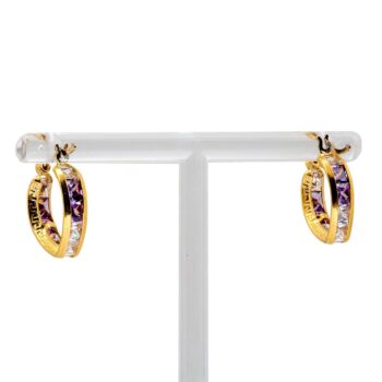 Gelbgold Ohrringe Zirkon & Amethyst 18kt 750 Gold