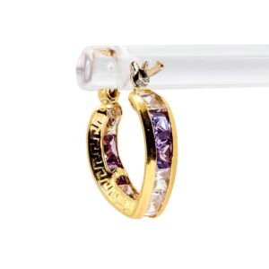 Gelbgold Ohrringe Zirkon & Amethyst 18kt 750 Gold