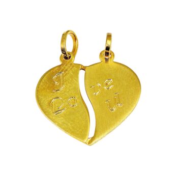 Gelbgold Partner Anhänger Herz mit "I Love U" 14kt 585 Gold