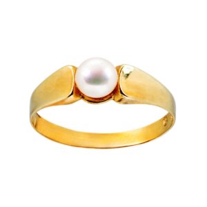 Gelbgold Ring mit echter Perle 14kt 585 Gold