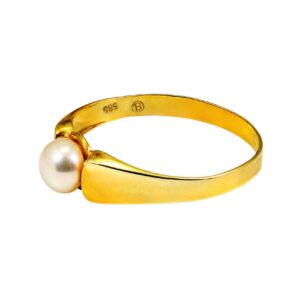 Gelbgold Ring mit echter Perle 14kt 585 Gold