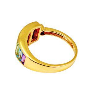 Gelbgold Damenring mit Farbedelsteinen Regenbogenfarben 14kt 585 Gold