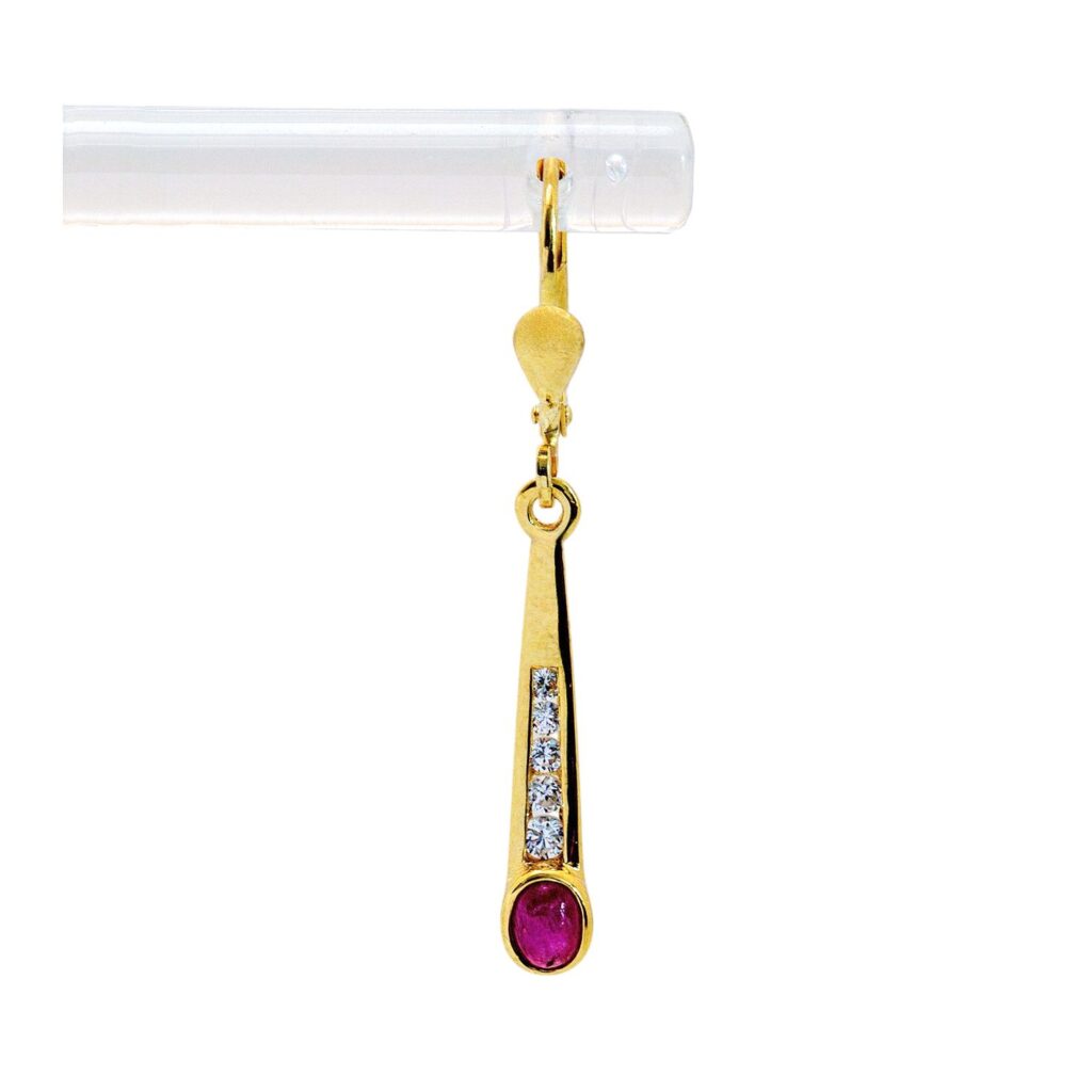 Gelbgold Ohrringe Rubin 8kt 333 Gold