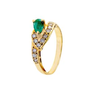 Smaragd Ring mit Diamanten 18kt 750 Gold