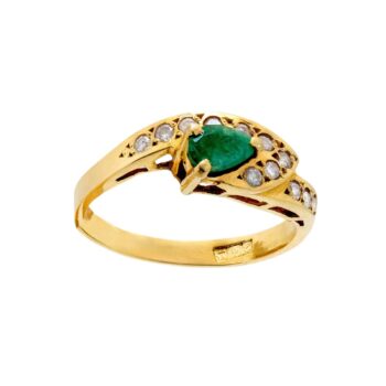 Smaragd Ring mit Diamanten 18kt 750 Gold