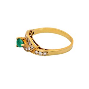 Smaragd Ring mit Diamanten 18kt 750 Gold