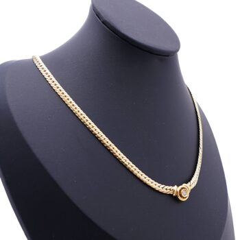 Flachpanzer Collier mit Brilliant in 585 14kt Gelbgold