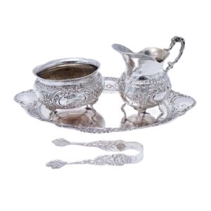 Rahmservice aus 800er Silber mit Zuckerzange