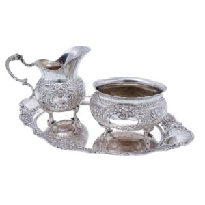 Rahmservice aus 800er Silber mit Zuckerzange