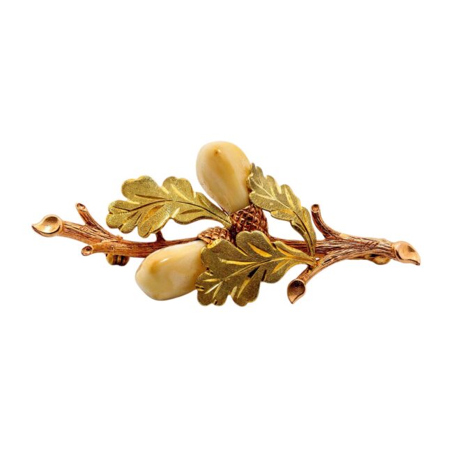 Wunderbare Grandel Brosche 14kt 585 Gelbgold & Rotgold