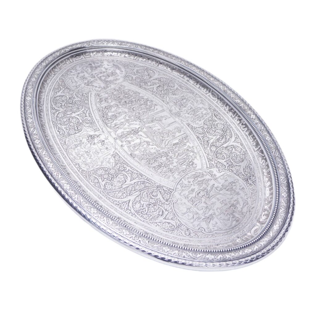 Reich ziseliertes Silbertablett - Orient Persien