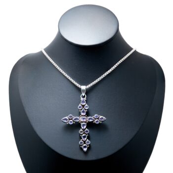 Großer Amethyst Kreuzanhänger + zeitlose Venezianerkette 925