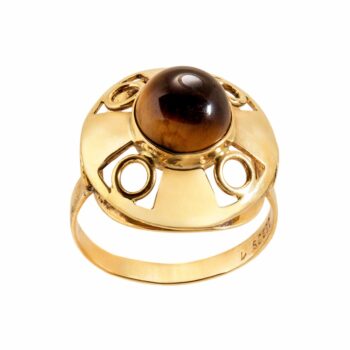 Vintage Gelbgold Ring Tigerauge 8kt 333 Gold