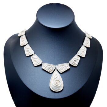 Statement-Collier Halskette aus 925er Sterlingsilber – Handgefertigt