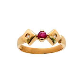 Rubin Goldring mit Diamanten 18kt 750 Gold