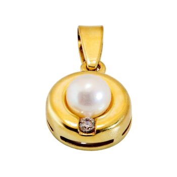 Gelbgold Anhänger mit echter Perle & Zirkonia 8kt 333 Gold