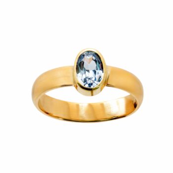 Gelbgold Ring AAA Blautopas 14kt 585 Gold