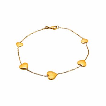 Gelbgold Armband mit Herzen 585 14kt Gold