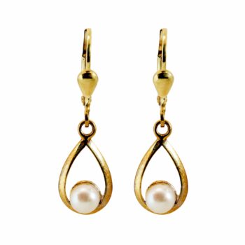 Gelbgold Ohrringe echte Perlen 8kt 333 Gold