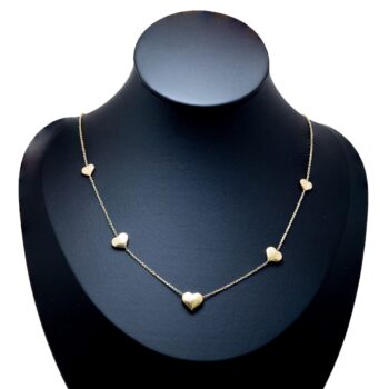 Gelbgold Ankerkette mit Herzen 585 14kt Gold