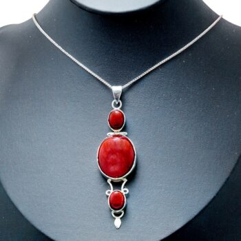 Elegante Silberkette mit kunstvollem Karneolanhänger 925 Sterlingsilber