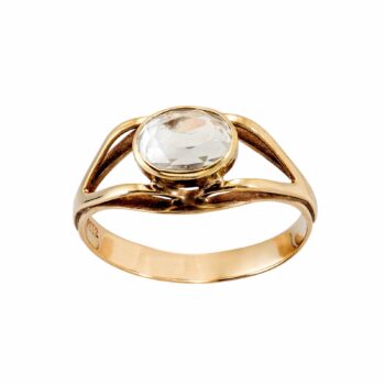 Vintage Gelbgold Ring mit Weißtopas 8kt 333 Gold