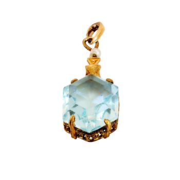 Gelbgold Anhänger hellblauer Farbstein 14kt 585 Gold