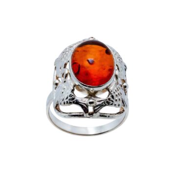 Vintage Silberring mit Bernstein Cabochon - Fischland