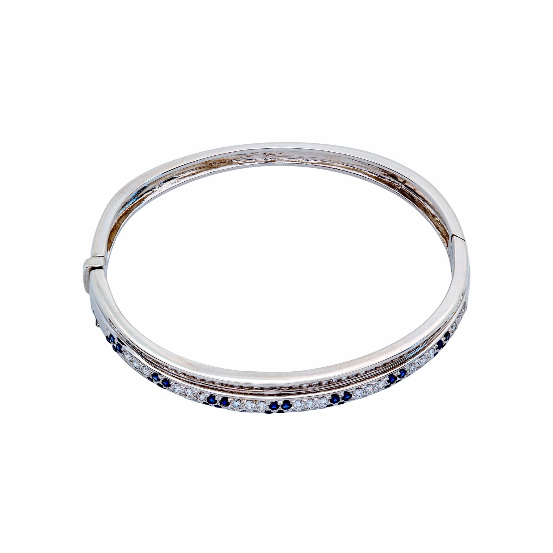 Edler 925 Sterlingsilber Bangle Armreif mit Saphiren & Zirkonia