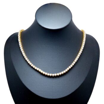 Modernes Tennis Collier aus 925er Sterlingsilber, vergoldet