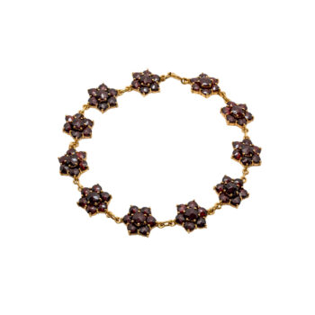Gelbgold Granat Blütenelemente Armband 333 8kt Gold